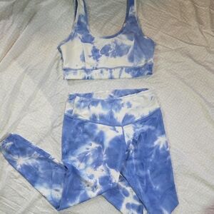 Blue and White Tie-Dye Activewear Set